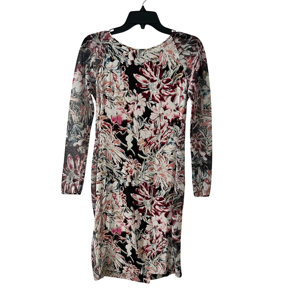 L'AGENCE Floral Silk Dress Women 2 Pink Black Luxury Party Dark Romantic Evening